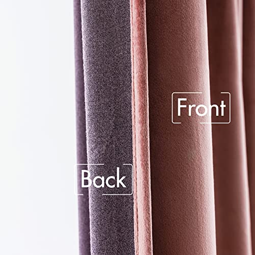Dusty Rose Pink Velvet Pinch Pleat Blackout Curtains 52" W x 90" L (2 Count)