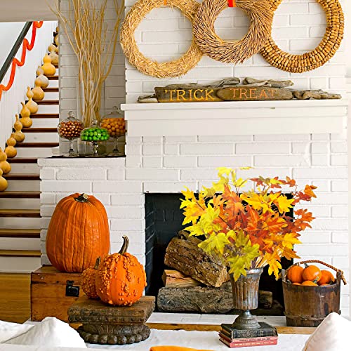 6Pcs Artificial Maple Leaves Branches Fake Fall Maple Shrubs for Thanksgiving Christmas Festival Garland Decoration (6 Count)