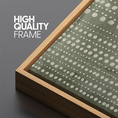 Extra Large Framed Canvas Print Wall Art Abstract Dot Matrix Canvas Art in Olive Tones Antique Retro Fine Art Illustrations Decorative Colorful for Bedroom