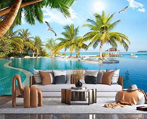 Palm Trees and Blue Sky Summer Island wall Mural Wallpaper for Bedroom 103" x 69" (49 Sq Ft)