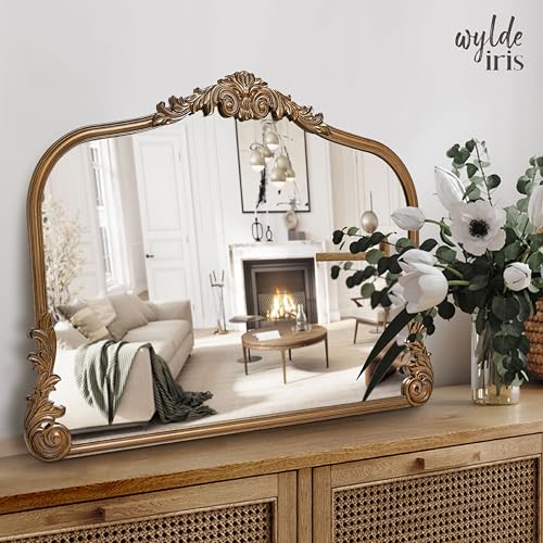 English Estate Carved Arch Wood Wall Mirror