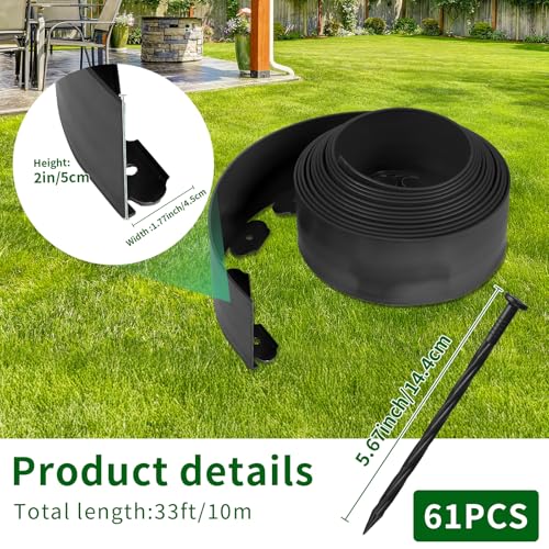 Landscape Edging 2in Garden Edging Borders No Dig 33ft (33 Foot)