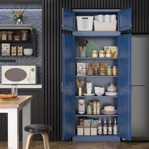 86"Metal Pantry Storage Cabinet with Doors & 4 Adjustable Shelves