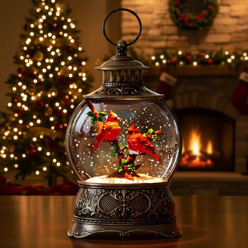 Christmas Snow Globes Water Lantern with Cardinal