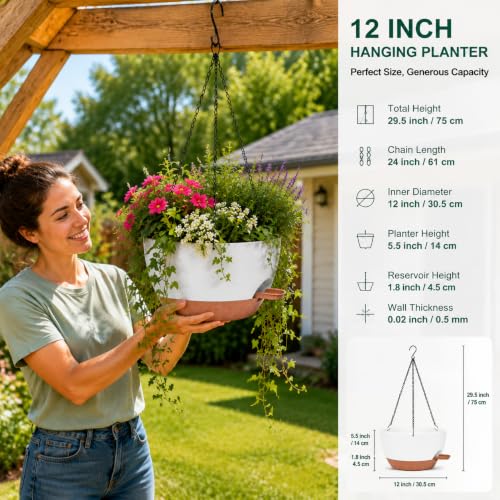 12" Self Watering Hanging Planters with Chains (2 Count)