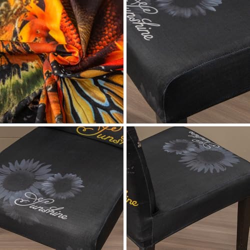 Sunflower Chair Covers for Dining Room Set of 6 (6 Count)