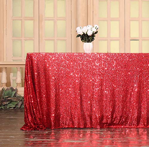 Sequin Tablecloth 50x72 Inch Red for Christmas Wedding Party