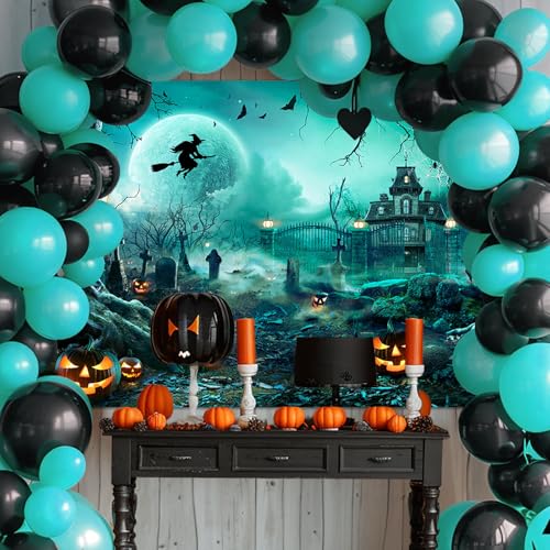 8x6ft Green Halloween Backdrop Spooky Photography Background