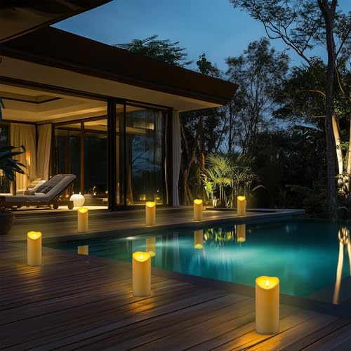4"x9" Outdoor Waterproof Flameless Candles with Timers and Remote Control (4 Count)