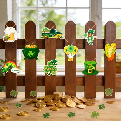 36PCS Wooden St. Patrick's Day Ornaments to Paint Shamrock Cutout Decorations (36 Count)