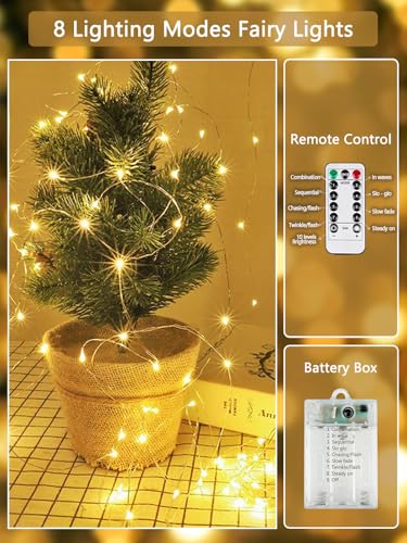 3 PK 78FT 240LED Fairy Lights Battery Operated with Timer Remote Warm White (3 Count)