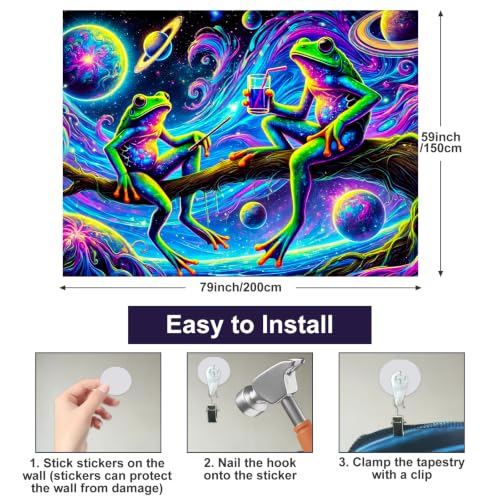 Blacklight Tapestry Space Frog Party Backdrop 78 x 59 Inch