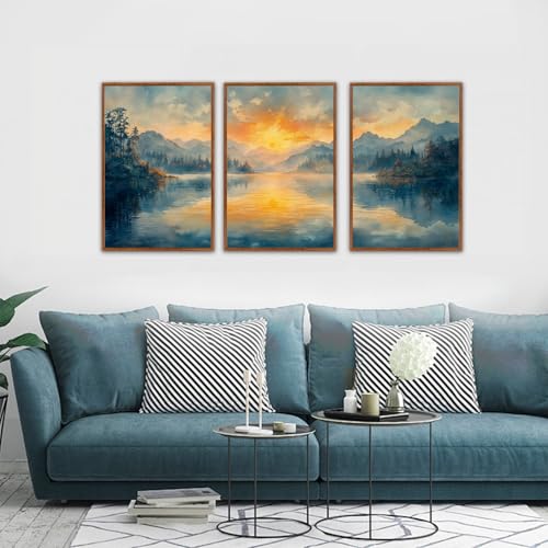 KAlRNE Sunset Mountain Canvas Wall Art