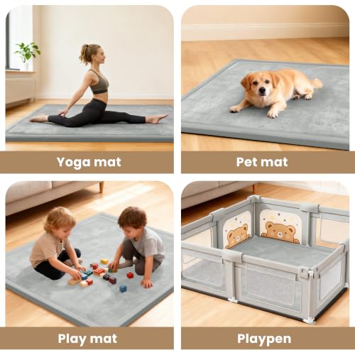 Baby Play Mat for Floor 1.3" Thick Memory Foam Play Mat 39"×59" Tummy Time Crawling with Non
