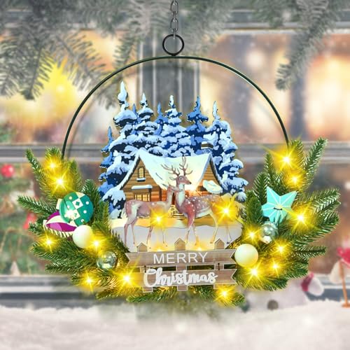 Light up Christmas Wreaths for Front Door