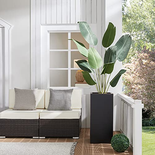 14Lx14Wx30H Tall Metallic Heavy Planter for Outdoor Porch (2 Count)