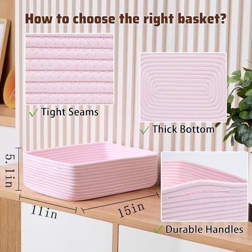 Large Shallow Organizing Baskets 15x11x5.1 Inches (2 Count)