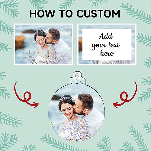 Personalized Christmas Ornaments 2025 Wood Custom Picture Text Hanging Ornament Customized Christmas Tree Decorations Keepsake Gift for Family Couples Xmas Tree Home Decor