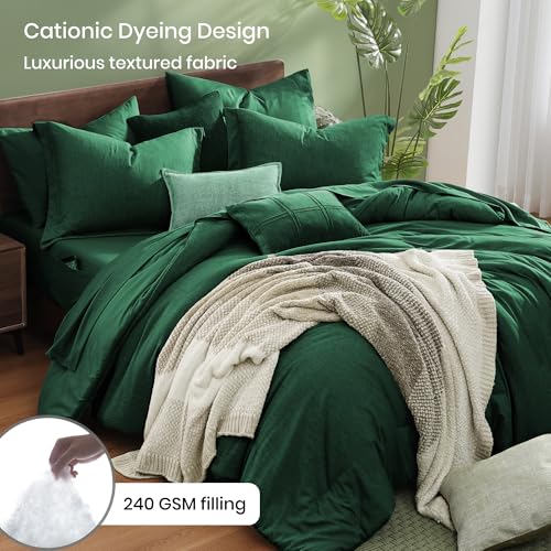 Full Size Comforter Set 7 Pieces Emerald Green Bed in a Bag