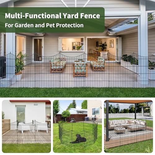 10 Panel No Dig Metal Garden Fence 32"H x 23.6'L Dog Fence Outdoor for Yard (63.24 Sq Ft)