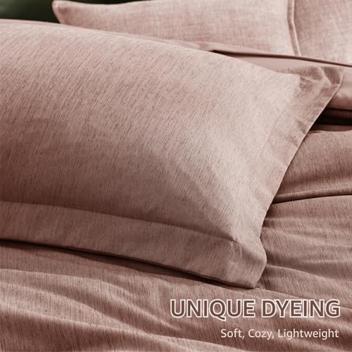 Full Comforter Set 7 Pieces Dusty Pink Cationic Dyeing Bed in a Bag