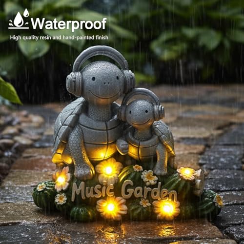 Solar Garden Turtle Statue 5.9"
