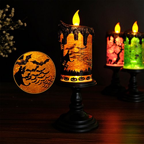 Bats Halloween Snow Globe Flameless Candle Battery Operated