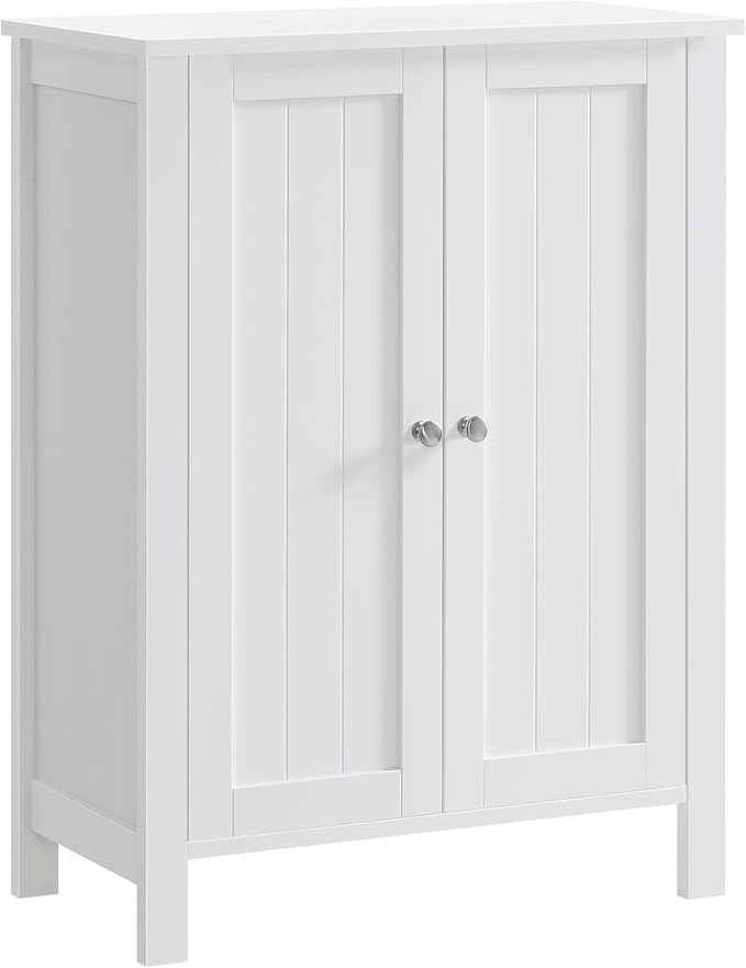 VASAGLE Floor Storage Cabinet, Freestanding Storage Unit with 2 Adjustable Shelves, for Bathroom Living Room Dining Kitchen, 11.8 x 23.6 x 31.5 Inches, Cloud White UBCB60WV1