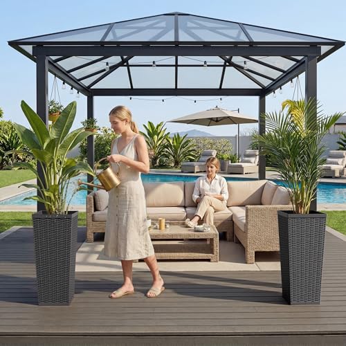 30" Front Porch Resin Rattan Tall Planters 2 Pack (2 Count)