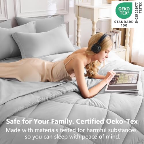 Twin Comforter Set 68"x88" Light Grey