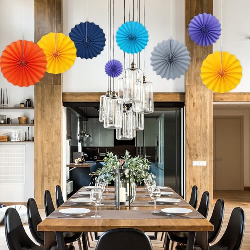 Gray Party Decorations 12in Hanging Paper Fans DIY Set 8Pcs (30 Count)