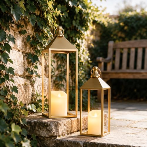Set of 2 Decorative Lanterns with Candles (24 Count)