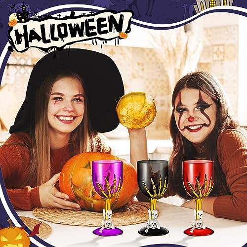 12 Pcs Halloween Skull Claw Goblet Wine Cup 10 oz Gothic Skull Wine Goblet Skeleton Design Cup Creepy Claw Mug for Halloween Party Bar Fancy Haunted House Martini Drinking KTV Store (12 Count)