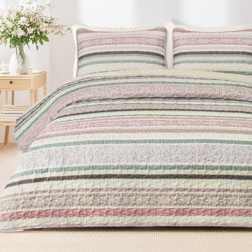 Reversible Boho Quilt King Size Pink (3 Count)