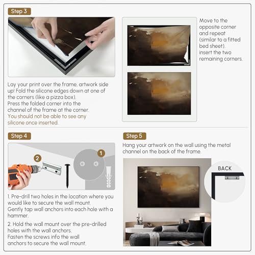 46"x72" Extra Large Framed Wall Art Abstract Dark Horizon Moody Landscape Illustration for Home Living Room Bedroom Decor