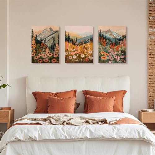 Wrapped Canvas Daisy Mountain Wildflower Wall Art Set of 3 (3 Count)