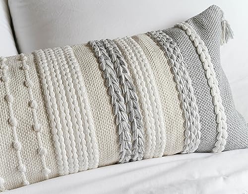 Gray Decorative Lumbar Pillow Cover 14x36