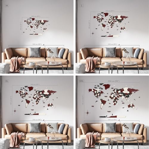 3D Wooden World Map Wall Art