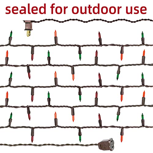Brown Wire Multicolor 300 Incandescent Bulb Mini String Lights for Indoor Halloween Tree Home Party Festival Decoration (300 Count)