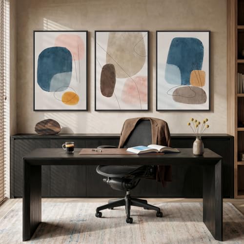 Large Framed Colorful Abstract Wall Art for Living Room (3 Count)