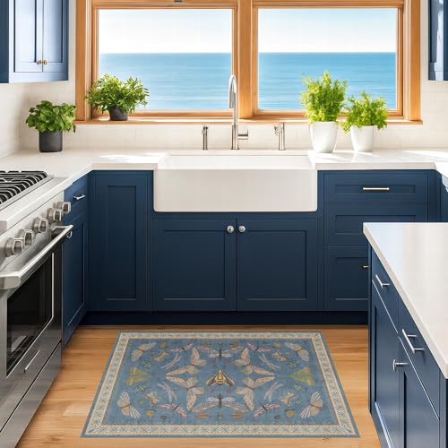 Blue 2x3 Kitchen Rugs Non Slip Washable (6 Sq Ft)