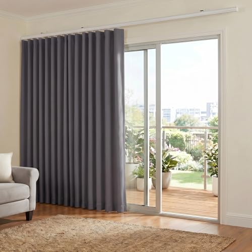 Room Divider Curtains Blackout Floor to Ceiling Curtain with Hook Wall Mount Sliding Door Curtains Ceiling Mount Extra Wide Curtain Wall Divider for Room Separation