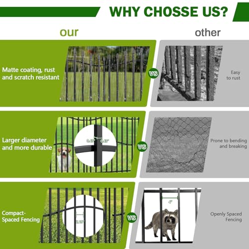 8 Panels No Dig Decorative Garden Fence with Gate