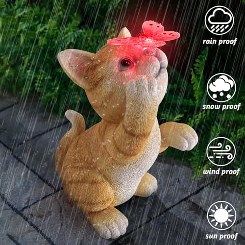 Solar Garden Statue Cat Figurine