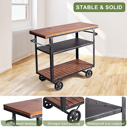 Industrial 3 Tier Rolling Utility Storage Cart Wine Beverage