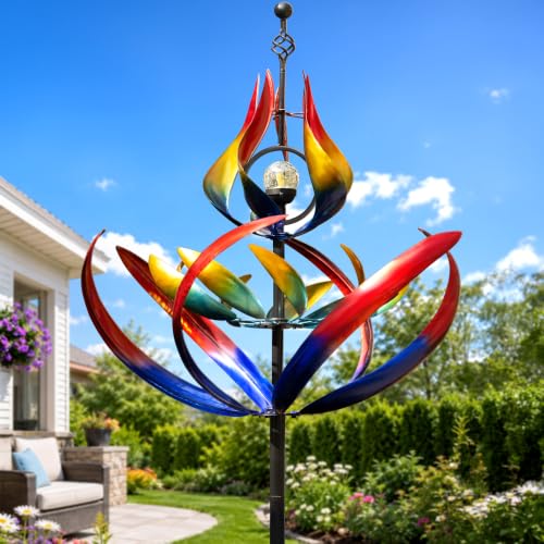 107" Large Solar Wind Spinner Outdoor Metal