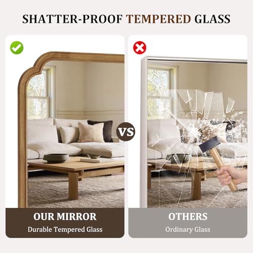 24" x 36" Natural Wood Mirror for Wall Mounted