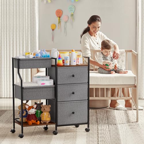 Baby Diaper Caddy Organizer Rolling Cart with Dividers and Drawers (211.6438 Ounce)