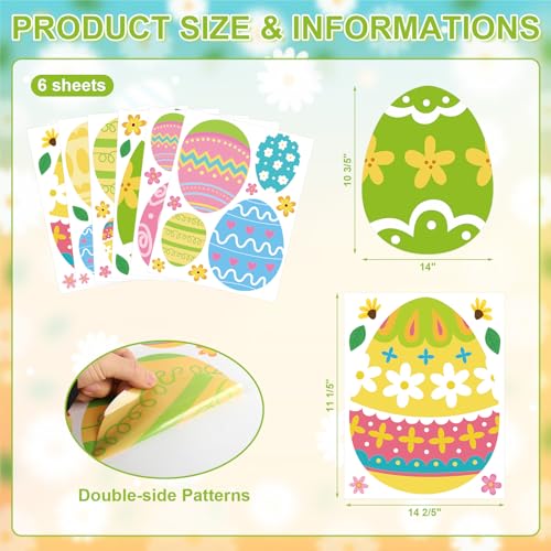 Happy Easter Egg Window Clings 6 Sheets (6 Count)