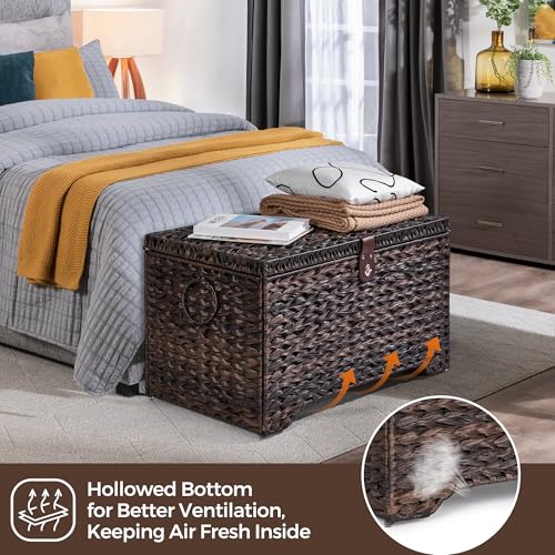 165L Handwoven Wicker Storage Basket with Lid